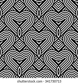 Design seamless monochrome geometric pattern. Abstract stripy background. Vector art