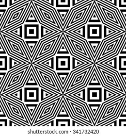 Design seamless monochrome geometric pattern. Abstract striped background. Vector art