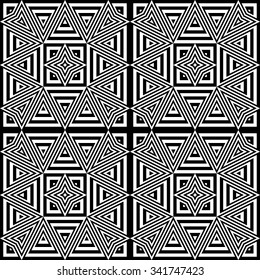 Design seamless monochrome geometric pattern. Abstract striped background. Vector art