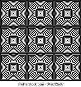 Design seamless monochrome geometric pattern. Abstract striped background. Vector art