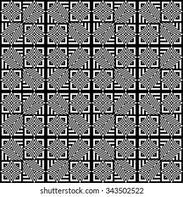 Design seamless monochrome geometric pattern. Abstract striped background. Vector art
