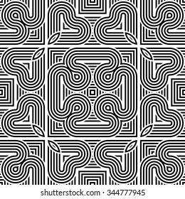 Design seamless monochrome geometric pattern. Abstract striped background. Vector art