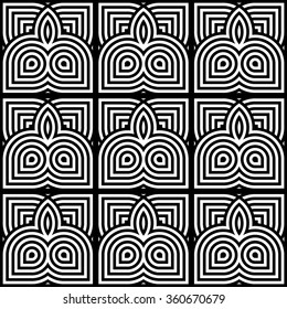 Design seamless monochrome geometric pattern. Abstract striped background. Vector art