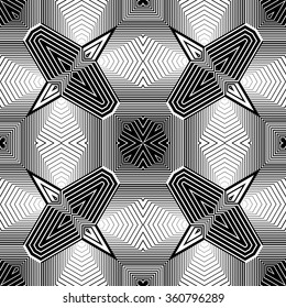 Design seamless monochrome geometric pattern. Abstract striped background. Vector art. No gradient