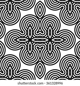 Design seamless monochrome geometric pattern. Abstract striped background. Vector art