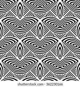Design seamless monochrome geometric pattern. Abstract stripy background. Vector art
