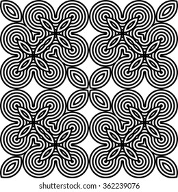 Design seamless monochrome geometric pattern. Abstract striped background. Vector art