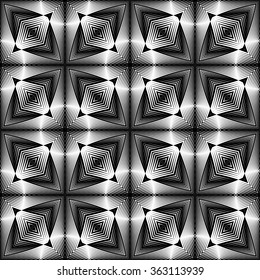 Design seamless monochrome geometric pattern. Abstract textured background. Vector art. No gradient