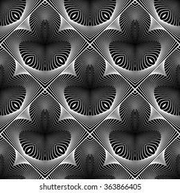 Design seamless monochrome geometric pattern. Abstract decorative striped background. Vector art. No gradient