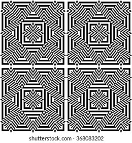 Design seamless monochrome geometric pattern. Abstract striped background. Vector art