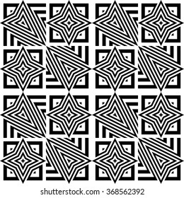 Design seamless monochrome geometric pattern. Abstract striped background. Vector art
