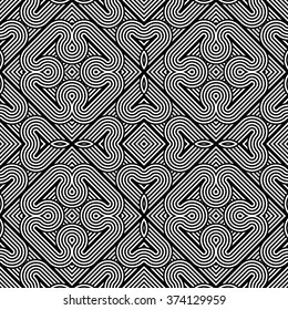 Design seamless monochrome geometric pattern. Abstract striped background. Vector art