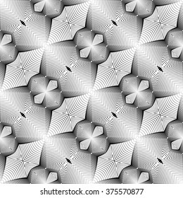 Design seamless monochrome geometric pattern. Abstract lines textured background. Vector art. No gradient