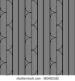 Design seamless monochrome geometric pattern. Abstract stripy background. Vector art