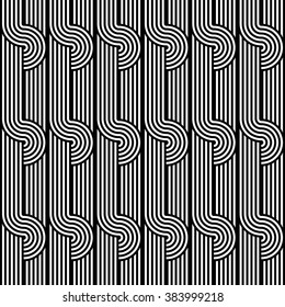 Design seamless monochrome geometric pattern. Abstract stripy background. Vector art