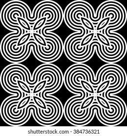 Design seamless monochrome geometric pattern. Abstract striped background. Vector art