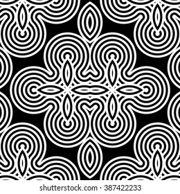 Design seamless monochrome geometric pattern. Abstract striped background. Vector art
