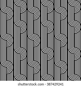 Design seamless monochrome geometric pattern. Abstract stripy background. Vector art