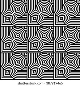 Design seamless monochrome geometric pattern. Abstract stripy background. Vector art