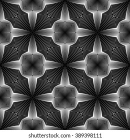 Design seamless monochrome geometric pattern. Abstract lines textured background. Vector art. No gradient