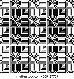 Design seamless monochrome geometric pattern. Abstract stripy background. Vector art