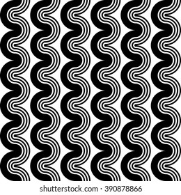 Design seamless monochrome geometric pattern. Abstract vertical background. Vector art