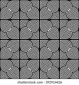 Design seamless monochrome geometric pattern. Abstract striped background. Vector art