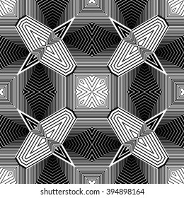 Design seamless monochrome geometric pattern. Abstract striped background. Vector art. No gradient