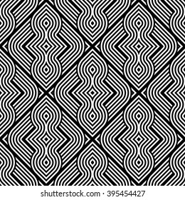 Design seamless monochrome geometric pattern. Abstract stripy background. Vector art