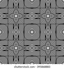 Design seamless monochrome geometric pattern. Abstract striped background. Vector art