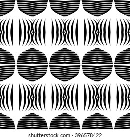 Design seamless monochrome geometric pattern. Abstract lines textured background. Vector art. No gradient