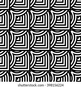 Design seamless monochrome geometric pattern. Abstract striped background. Vector art