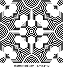 Design seamless monochrome geometric pattern. Abstract striped background. Vector art