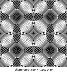 Design seamless monochrome geometric pattern. Abstract striped background. Vector art. No gradient