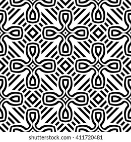 Design seamless monochrome geometric pattern. Abstract striped background. Vector art