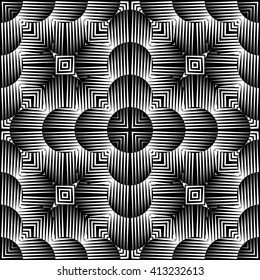 Design seamless monochrome geometric pattern. Abstract background. Vector art. No gradient