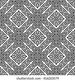 Design seamless monochrome geometric pattern. Abstract striped background. Vector art