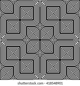 Design seamless monochrome geometric pattern. Abstract striped background. Vector art