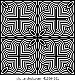 Design seamless monochrome geometric pattern. Abstract stripy background. Vector art
