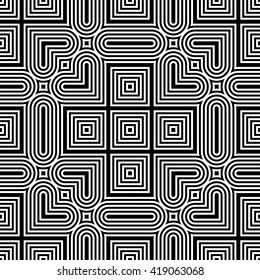 Design seamless monochrome geometric pattern. Abstract striped background. Vector art