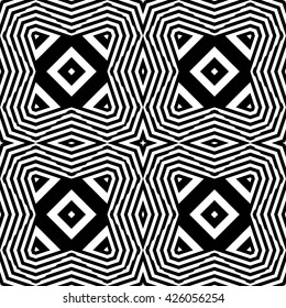 Design seamless monochrome geometric pattern. Abstract striped background. Vector art