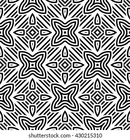 Design seamless monochrome geometric pattern. Abstract striped background. Vector art