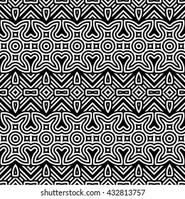 Design seamless monochrome geometric pattern. Abstract striped background. Vector art