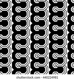 Design seamless monochrome geometric pattern. Abstract vertical background. Vector art