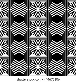 Design seamless monochrome geometric pattern. Abstract striped background. Vector art