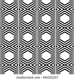 Design seamless monochrome geometric pattern. Abstract striped background. Vector art