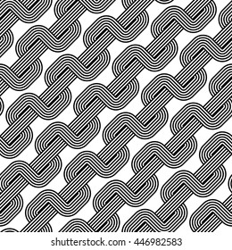 Design seamless monochrome geometric pattern. Abstract stripy background. Vector art