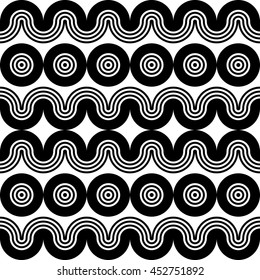 Design seamless monochrome geometric pattern. Abstract striped background. Vector art