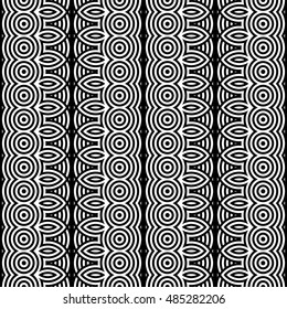 Design seamless monochrome geometric pattern. Abstract striped background. Vector art