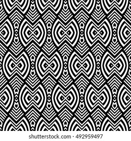 Design seamless monochrome geometric pattern. Abstract striped background. Vector art
